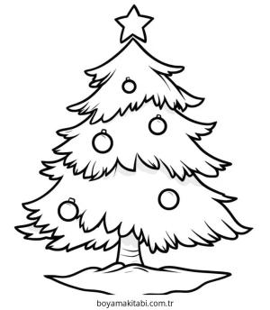 Yılbaşı Ağacı (Noel ağacı) boyama sayfası – okul öncesi, evde etkinlik