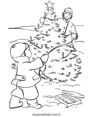 Yılbaşı Ağacı (Noel ağacı) boyama sayfası – sanatsal çalışma, çocuklar için