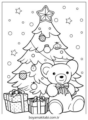 Yılbaşı Ağacı (Noel ağacı) boyama sayfası – el becerilerini geliştirir, boyama çalışması