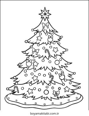 Yılbaşı Ağacı (Noel ağacı) boyama sayfası – el becerilerini geliştirir, boyama çalışması