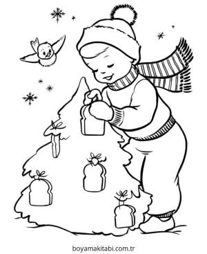 Yılbaşı Ağacı (Noel ağacı) boyama sayfası – okul öncesi, evde etkinlik