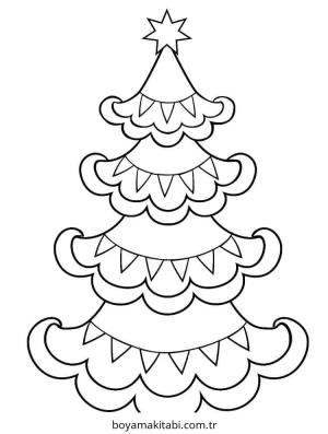 Yılbaşı Ağacı (Noel ağacı) boyama sayfası – sevimli karakter, sanatsal çalışma