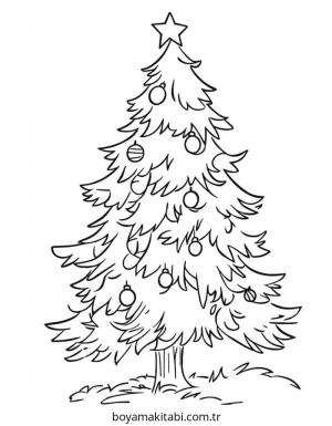 Yılbaşı Ağacı (Noel ağacı) boyama sayfası – basit çizim, kolay boyama