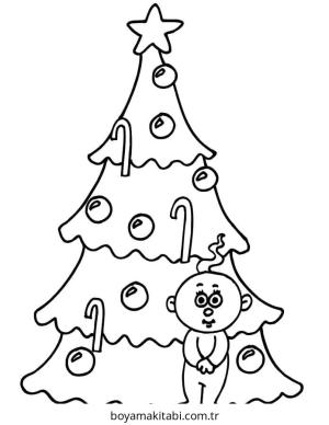 Yılbaşı Ağacı (Noel ağacı) boyama sayfası – el becerilerini geliştirir, boyama çalışması