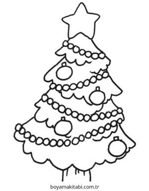 Yılbaşı Ağacı (Noel ağacı) boyama sayfası – renkli çizimler, okul öncesi