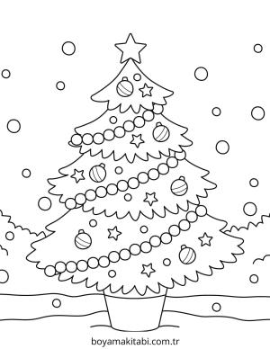 Yılbaşı Ağacı (Noel ağacı) boyama sayfası – boyama etkinliği, çocuk aktivitesi