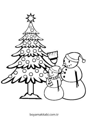 Yılbaşı Ağacı (Noel ağacı) boyama sayfası – PDF indir, sevimli karakter