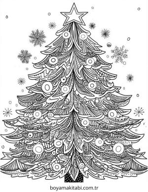 Yılbaşı Ağacı (Noel ağacı) boyama sayfası – sanatsal çalışma, çocuklar için