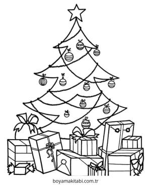 Yılbaşı Ağacı (Noel ağacı) boyama sayfası – kolay boyama, eğitici aktivite