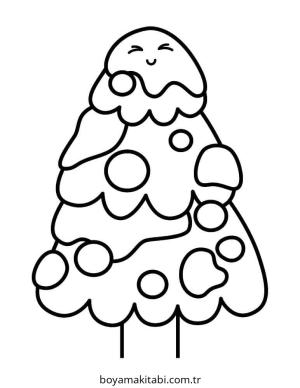 Yılbaşı Ağacı (Noel ağacı) boyama sayfası – eğlenceli etkinlik, el becerilerini geliştirir