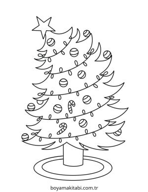 Yılbaşı Ağacı (Noel ağacı) boyama sayfası – eğlenceli etkinlik, el becerilerini geliştirir