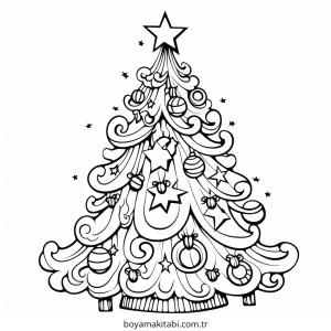 Yılbaşı Ağacı (Noel ağacı) boyama sayfası – yaratıcılığı geliştirir, keyifli zaman