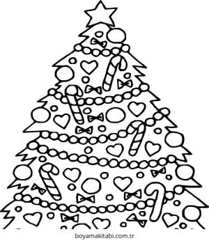 Yılbaşı Ağacı (Noel ağacı) boyama sayfası – renkli çizimler, okul öncesi