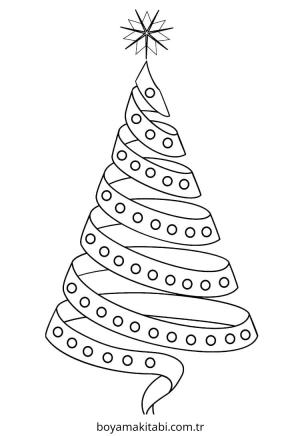 Yılbaşı Ağacı (Noel ağacı) boyama sayfası – eğlenceli etkinlik, el becerilerini geliştirir