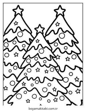 Yılbaşı Ağacı (Noel ağacı) boyama sayfası – PDF indir, sevimli karakter