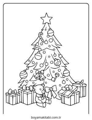 Yılbaşı Ağacı (Noel ağacı) boyama sayfası – okul öncesi, evde etkinlik