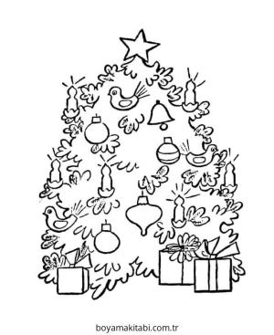 Yılbaşı Ağacı (Noel ağacı) boyama sayfası – renkli çizimler, okul öncesi