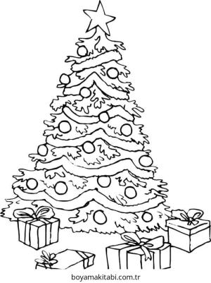 Yılbaşı Ağacı (Noel ağacı) boyama sayfası – çocuk aktivitesi, PDF indir