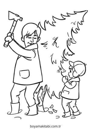 Yılbaşı Ağacı (Noel ağacı) boyama sayfası – eğitici aktivite, yaratıcılık