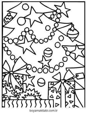 Yılbaşı Ağacı (Noel ağacı) boyama sayfası – sevimli karakter, sanatsal çalışma