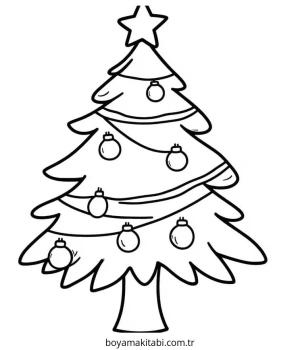 Yılbaşı Ağacı (Noel ağacı) boyama sayfası – el becerilerini geliştirir, boyama çalışması