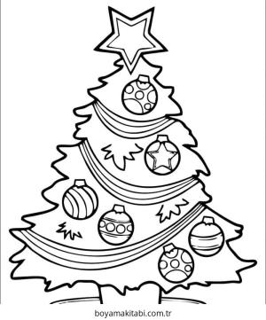 Yılbaşı Ağacı (Noel ağacı) boyama sayfası – renkli çizimler, okul öncesi