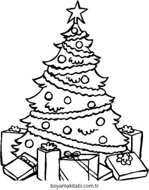 Yılbaşı Ağacı (Noel ağacı) boyama sayfası – çocuk aktivitesi, PDF indir
