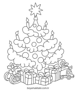 Yılbaşı Ağacı (Noel ağacı) boyama sayfası – kolay boyama, eğitici aktivite