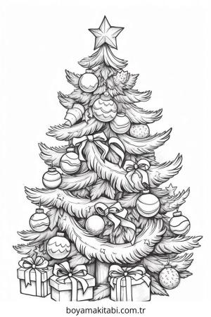 Yılbaşı Ağacı (Noel ağacı) boyama sayfası – boyama çalışması, yaratıcılığı geliştirir