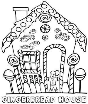 Yılbaşı boyama sayfası,  coloring page, Büyüleyici Zencefilli Kurabiye Evi, 