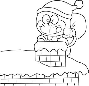 Yılbaşı boyama sayfası,  coloring page, Doraemon Noel’de özgür, 