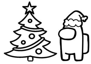 Yılbaşı boyama sayfası,  coloring page, Aramızda Çizim ve Noel Ağacı, 