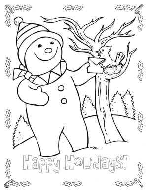 Yılbaşı boyama sayfası,  coloring page, Mutlu tatiller kardan adam, 