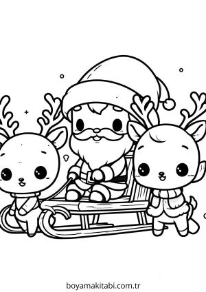 Yılbaşı boyama sayfası – çizgi film temalı, basit çizim
