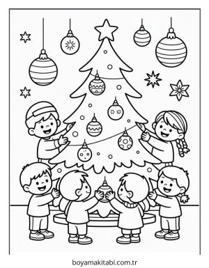 Yılbaşı boyama sayfası – sanatsal çalışma, çocuklar için