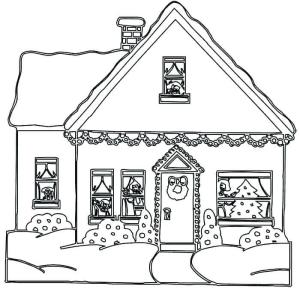 Yılbaşı boyama sayfası,  coloring page, Noel Evi, 