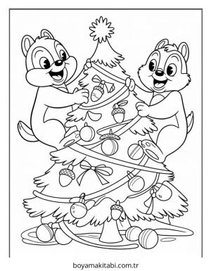 Yılbaşı boyama sayfası – sevimli karakter, sanatsal çalışma