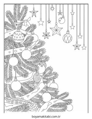 Yılbaşı boyama sayfası – basit çizim, kolay boyama