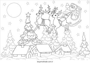 Yılbaşı boyama sayfası – çocuk aktivitesi, PDF indir