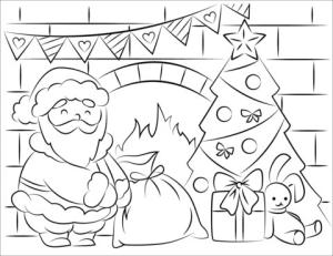 Yılbaşı boyama sayfası,  coloring page, Mutlu Noel Baba, 