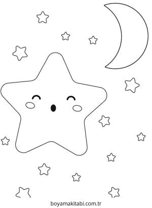 Yıldız boyama sayfası – basit çizim, kolay boyama