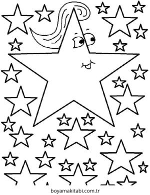 Yıldız boyama sayfası – basit çizim, kolay boyama
