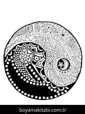 Yin Yang boyama sayfası – çocuk aktivitesi, PDF indir