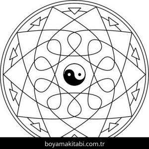 Yin Yang boyama sayfası – renkli çizimler, okul öncesi