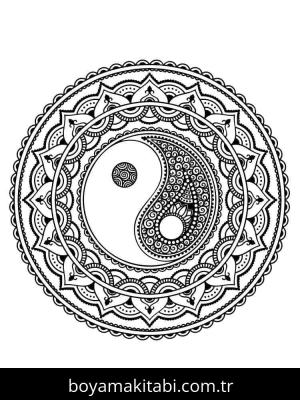 Yin Yang boyama sayfası – sevimli karakter, sanatsal çalışma
