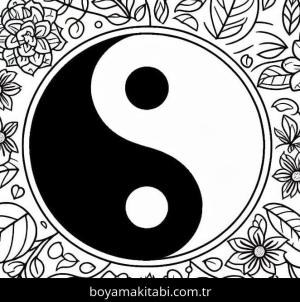 Yin Yang boyama sayfası – boyama çalışması, yaratıcılığı geliştirir