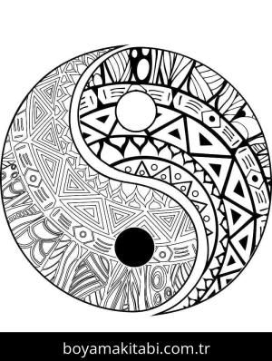 Yin Yang boyama sayfası – çocuk aktivitesi, PDF indir