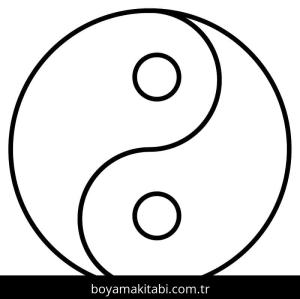 Yin Yang boyama sayfası – okul öncesi, evde etkinlik