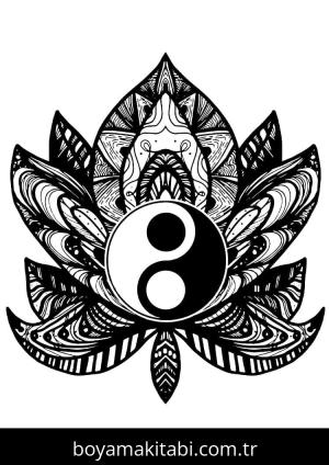 Yin Yang boyama sayfası – boyama etkinliği, çocuk aktivitesi