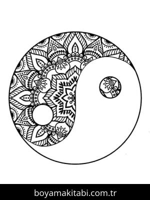 Yin Yang boyama sayfası – keyifli zaman, renkli çizimler